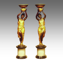 Candelabro Estatua Lady Candlestick Bronce Escultura TPE-270 y 271 / 270L y 271L